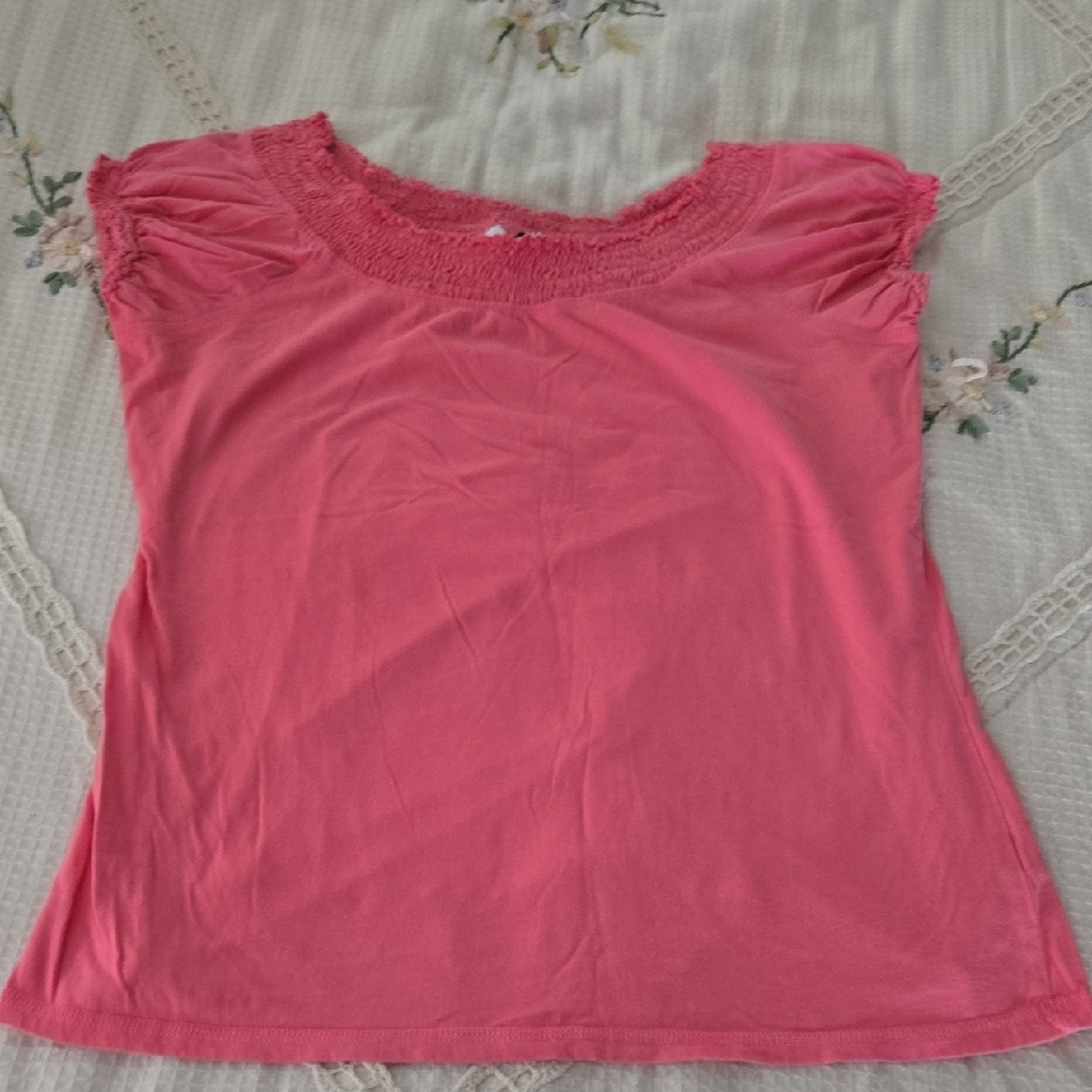 Peach Fitted Cap Sleeve Blouse